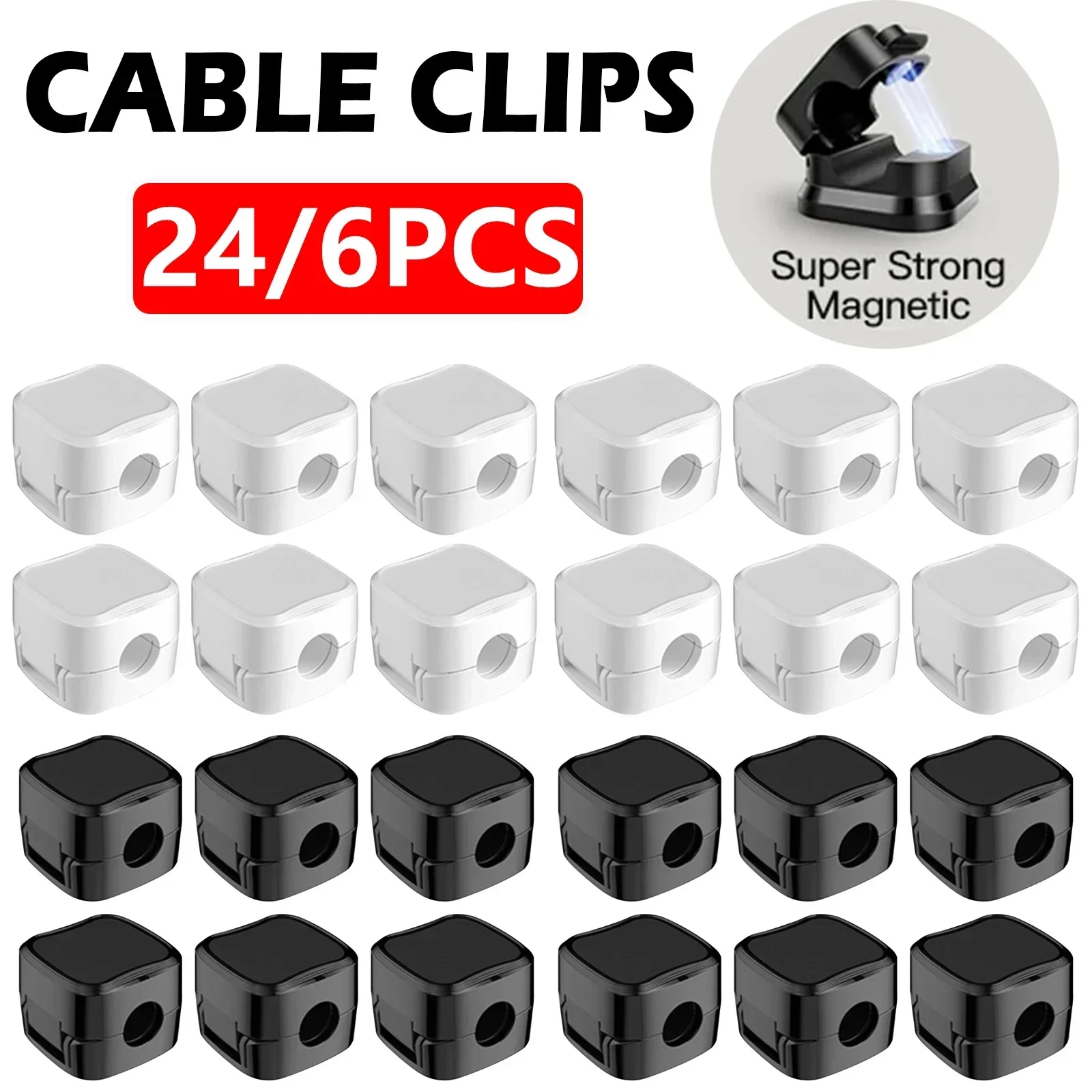 Cable Organizer Magnetic - 6/12/24PCS Magnetische Kabel Organizer Clips Kabelmanagement