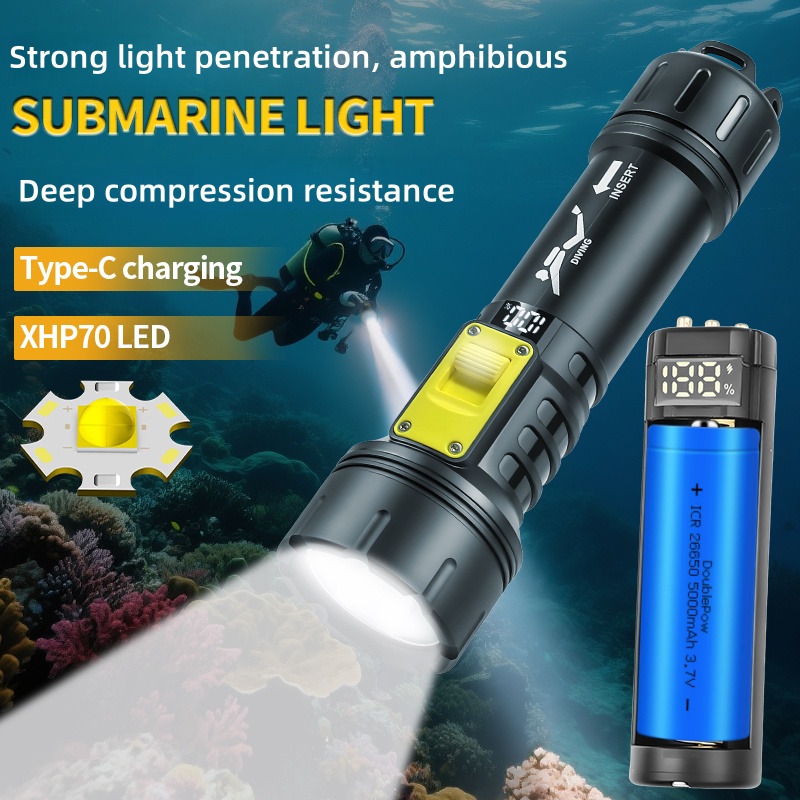 Led Flash Case - Nieuwe XHP70 Duikzaklamp IPX8 Waterdichte Digitale