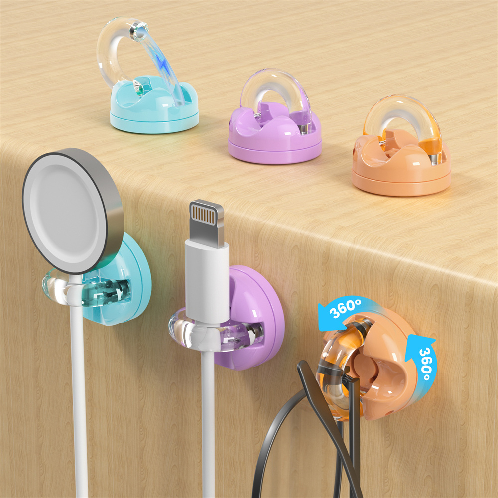 Cable Organizer Magnetic - 6-delige magnetische datakabel organizer, draaibare bureauhouder