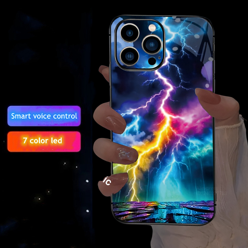 Led Flash Case - Landschap Regenboog LED Telefoon Case Voor