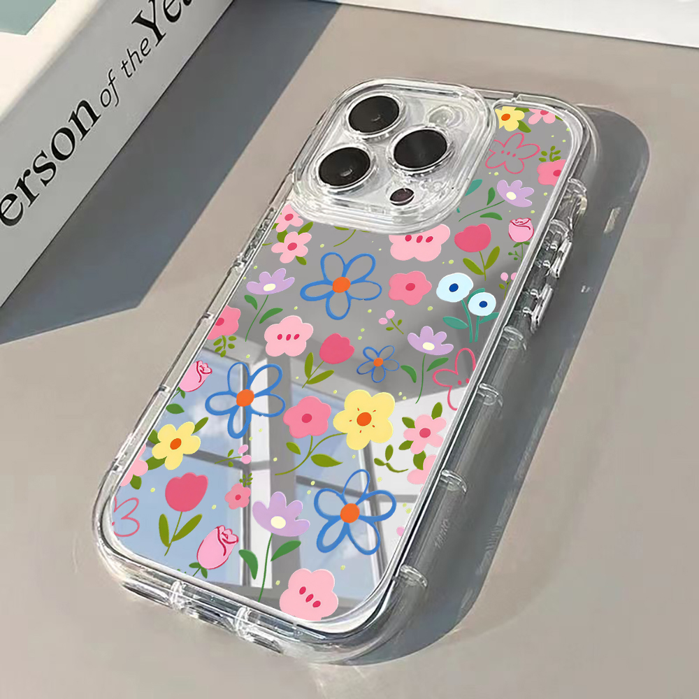 Phone Accessories To Sell - Koreaanse Ins Style Bloemige Zilveren Spiegel